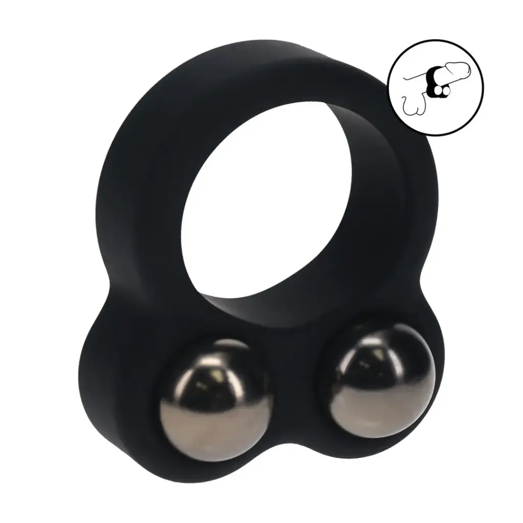 Пенис ринг Liquid Silicone Double Weighted Ball Black
