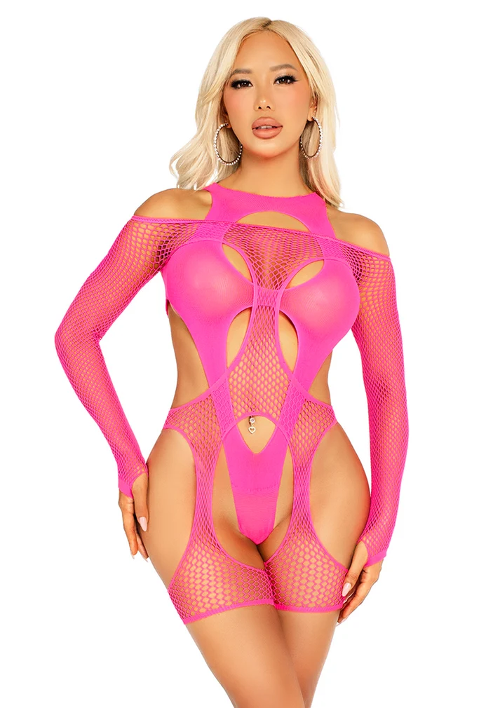 Боди Fishnet Garter Harness and Teddy