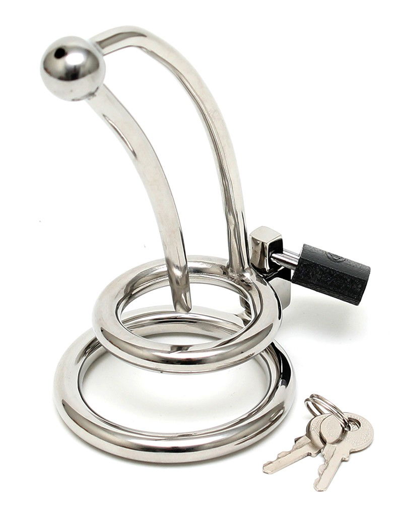 Curved penis cage for urethral stimulation
