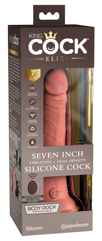 Вибратор 7" King Cock Elite с двойна пътност + дистанционно