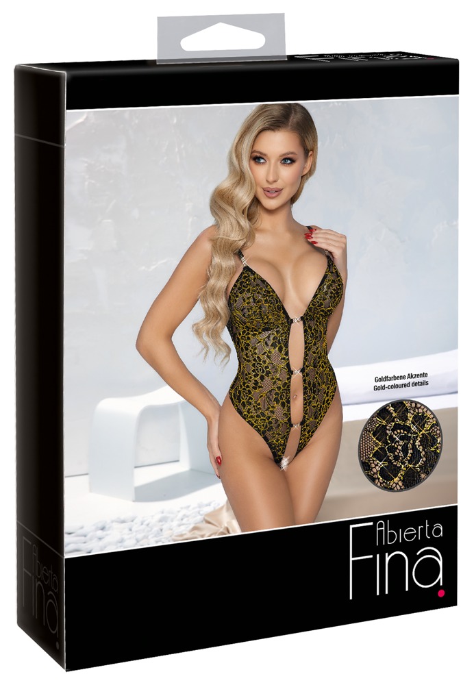 Bodysuit with golden lace Abierta Fina S/M