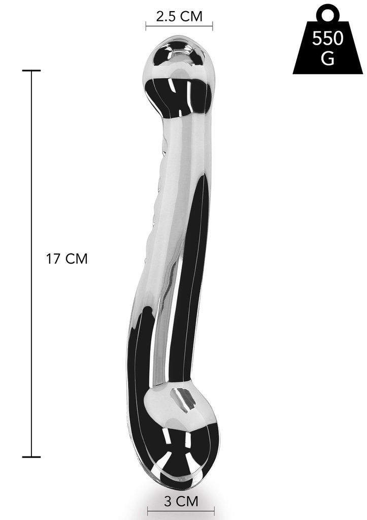 Double-sided stainless steel dildo 7" 550g.