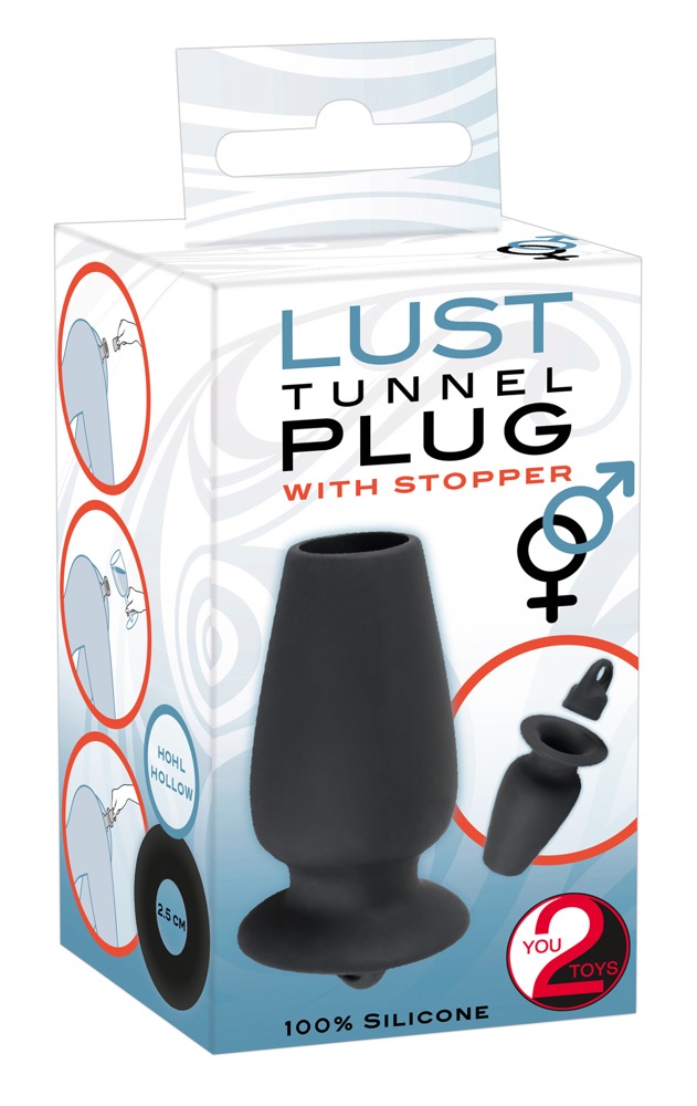 Tunnel butt plug with stopper Lust