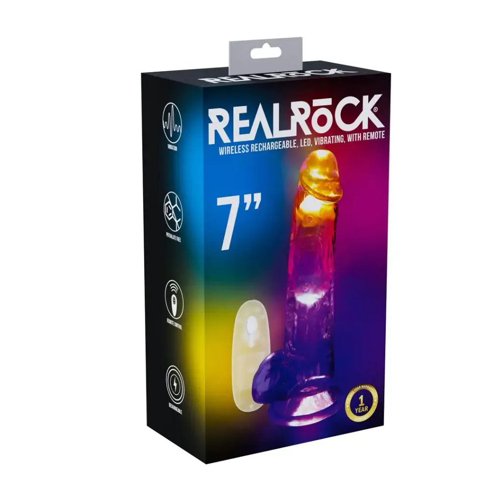 LED светещ прозрачен вибратор REALROCK 7"/18cm