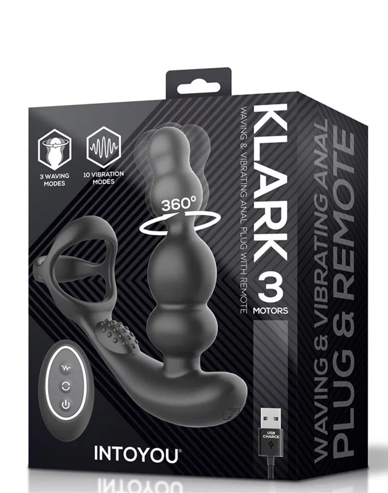 IY - Klark - Waving & Vibrating Anal Plug with Remote - Black