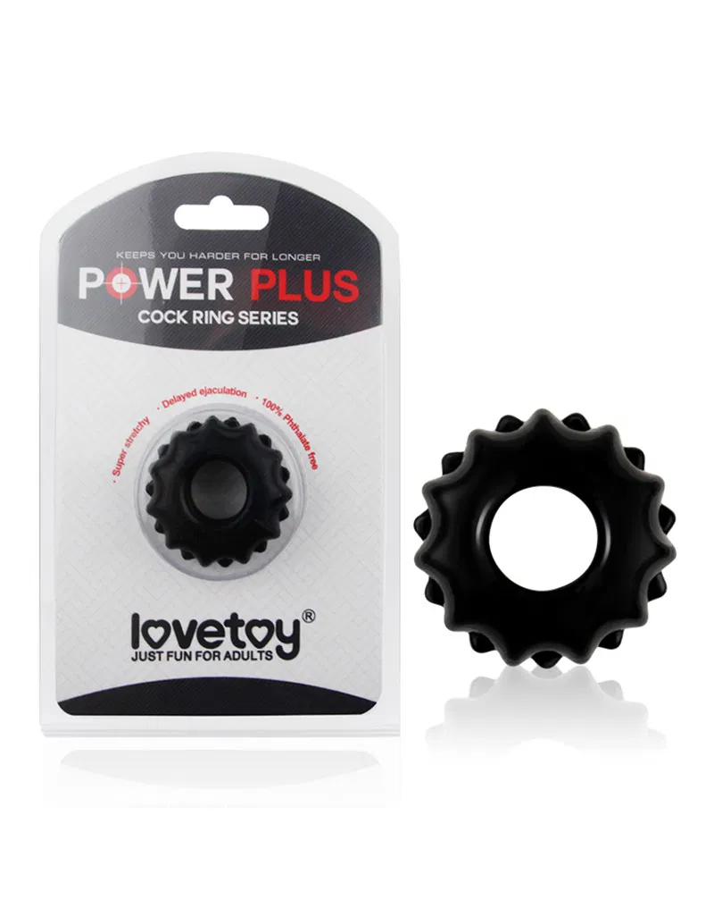 Оребрен пенис ринг LoveToy Zwart 2