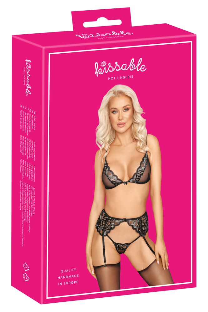Комплект "Kissable" Сутиен, прашка и жартиер S/M