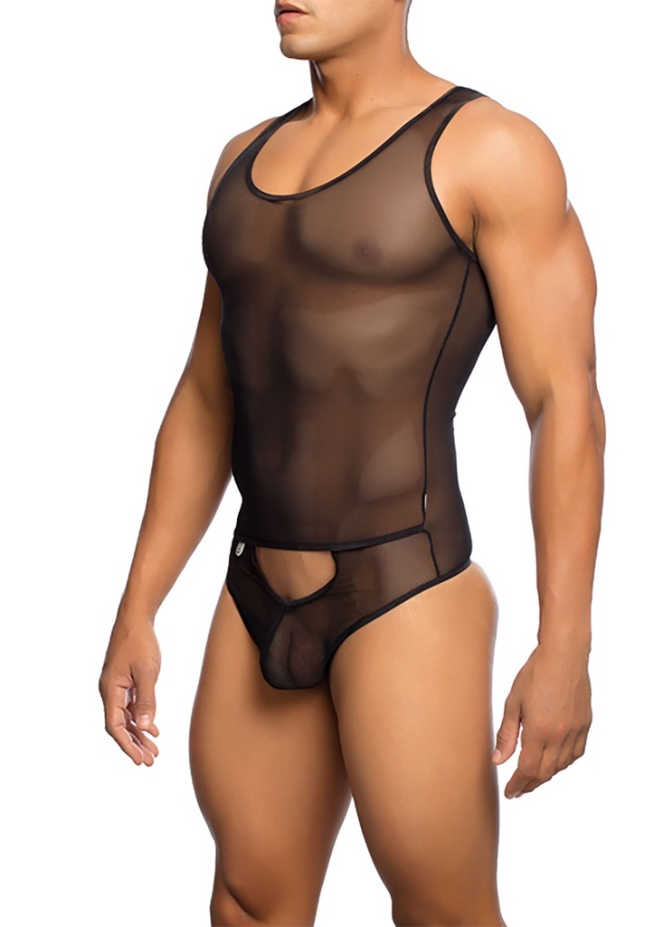 Black men's bodysuit - mesh L/XL
