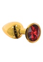 Anal Plug L Metal Gold/Red Gem